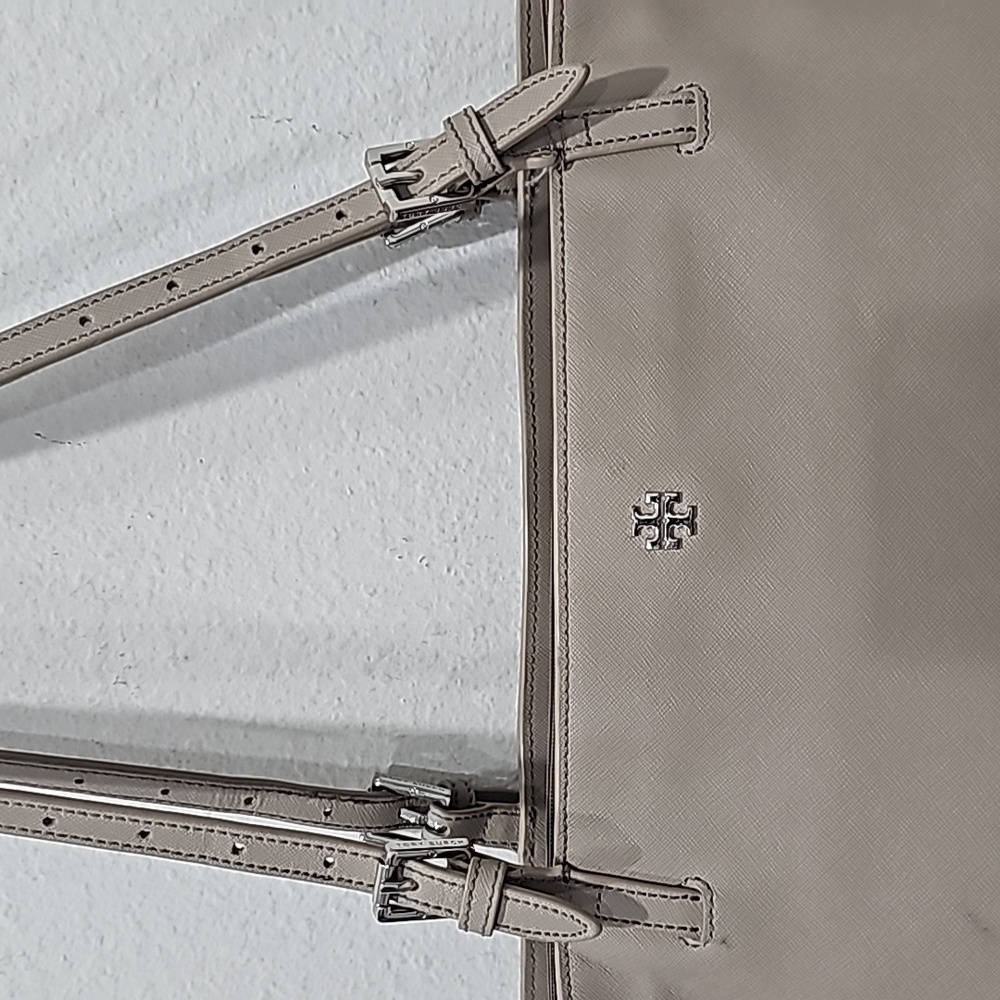 Tory Burch York Buckle Tote Taupe Grey Heron handbag - Picture 11 of 14